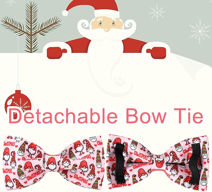 Christmas Dog Collar with Bow Tie, Cotton Christmas Bowtie Collar for Medium Girl Boy Dog, Comfortable Dog Collar Bowtie with Durable Metal Buckle, Adorable Pet Collar,L,Neck 16-24in