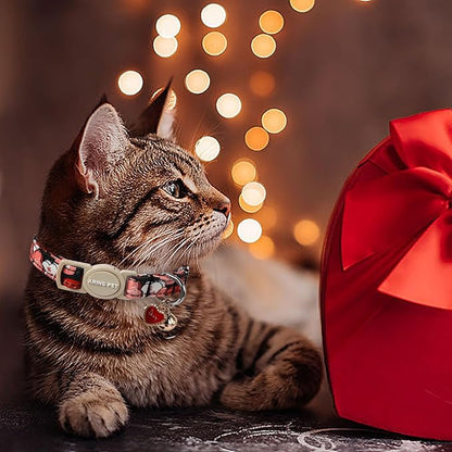 ARING PET 2 Pack Valentine's Day Cat Collars-Cute Heart Cat Collar Breakaway with Bell&Pendant, Adjustable Valentine Kitten Collars with Safety Buckle for Girl and Boy Cats