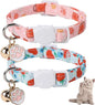 Unique Style Paws Kitten Collar,Cute Cat Collar with Bell,Kitten Collar Breakaway Buckle with Strawberry,Pumpkin Pattern,Adjustable Halloween Cat Collar,Ideal Gift for Boy Girl Cats