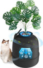 Lifewit Cat Litter Box, Hidden Enclosure Litter Tray with Odor Control System& Carbon Filter in Living Room, Bedroom, Corner with Faux Plant& Plastic Scoop, 48 x 120 cm/19x47, Black