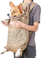 FLAdorepet Dog Carrier Tactical Backpack for Small Medium Dogs,Soft Hands-Free Legs Out Pet Front Cat Dog Carrier Backpack Travel Bag for Outdoor Traveling Hiking Camping (Large, Khaki)