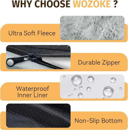 Orthopedic Waterproof Large Dog Bed: Memory Foam Washable Dog Bed with Bolsters - XXL Orthopedic Removable Cover for Medium Large Sized Pet - Non-Slip Bottom - Silver