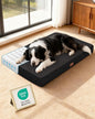 OhGeni Orthopedic Waterproof Dog Bed for Medium Large Dogs, Machine-Washable Removable Cover in Easy-Clean Fabric, High Density Foam & Easy-Carry Handle, Suitable for Crate, 35 inch (Black)