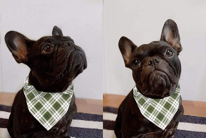 ARING PET Christmas Dog Bandanas, Green White Plaid Triangle Scarf for Puppy Small Medium Large Boy Girl Dogs-S