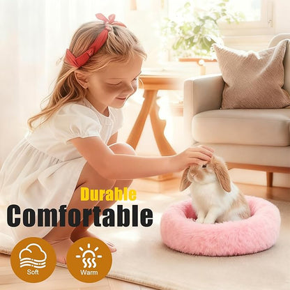 Bunny Rabbit Hideout Bed Small Animal Bedding Donut-Shaped Burrowing Pet Bed Soft and Warm Hideaway with Spandex and Fleece Bottoms Cozy Carrier, Cage Accessories