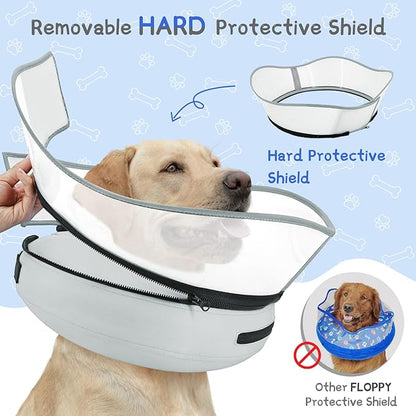 Supet Raised Inflatable Dog Cone Collar to Stop Licking, Soft Dog Cone Alternative After Surgery, Pet Neck Donut Collar for Small Medium Large Dogs