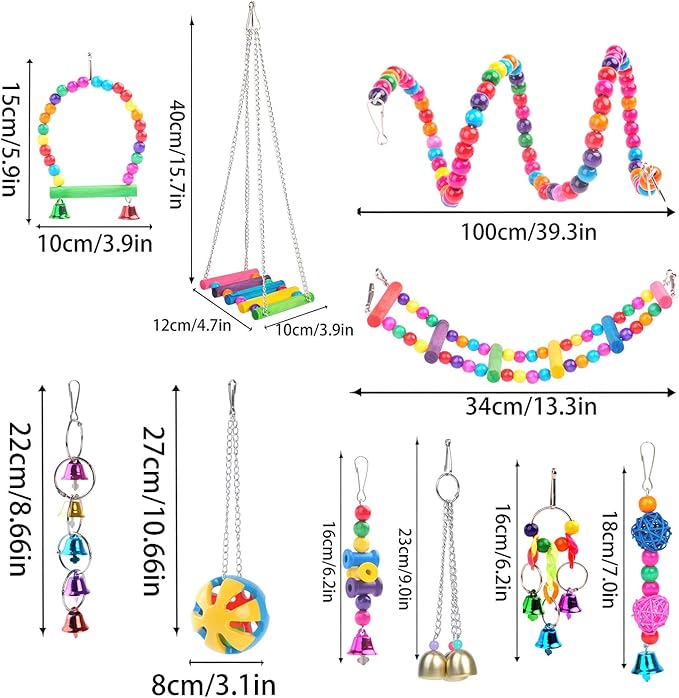 Bird Swing Standing Chewing Training Hanging Toy Hammock Climbing Ladder Drawbridge Birdie Perches Platform for Conure,Cockatiel,Mynah,Love Birds,Finches,Budgerigar,Pigeon
