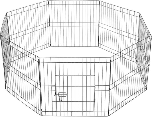Yaheetech 24 inch 32 Panel Metal Black Heavy Duty Foldable Dog Pen - Outdoor Indoor with Door- Dog Exercise Pen Barrier Kennel Portable Cat Duck Chicken Puppy Fence