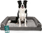 Furhaven Orthopedic Dog Bed for Large/Medium Dogs w/ Removable Bolsters & Washable Cover, For Dogs Up to 55 lbs - Luxe Faux Fur & Performance Linen Sofa - Charcoal, Large