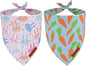 ADOGGYGO Easter Dog Bandanas 2 Pack, Reversible Bunny Carrot Print Puppy Scarf, Premium Fabric, Adjustable Fit Easter Bandana for Medium Large Dogs (Large)