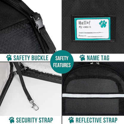 PetAmi Dog Cat Backpack Carrier, Expandable Pet Carrier Backpack for Travel Hiking, Small Medium Dog Puppy Large Cat Carrying Backpack, Airline Approved Ventilated Soft Back Support, 18 lbs, Black