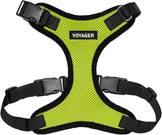 Voyager Step-in Pet Harness - All Weather Mesh, Adjustable Step in Harness for Cats and Dogs by Best Pet Supplies - Lime Green/Black Trim, XS