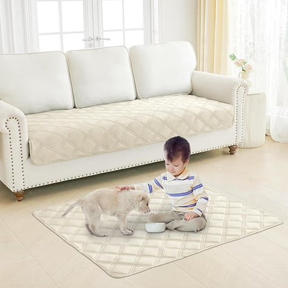 Smiry Waterproof Dog Bed Cover Blanket 30x53, Soft Reversible Pet Blanket, Washable Leakproof Cats Dogs Couch Cover for Sofa, Couch, Furniture, Beige/Beige