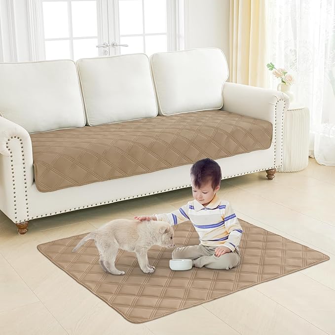 Smiry Waterproof Dog Bed Cover Blanket 40x80, Soft Reversible Pet Blanket, Washable Leakproof Cats Dogs Couch Cover for Sofa, Couch, Furniture, Camel/Camel