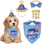 ADOGGYGO Dog Birthday Party Supplies, Blue Birthday Boy Puppy Bandana, Bowtie, Numbers, Party Hat for Small Dogs (Small)