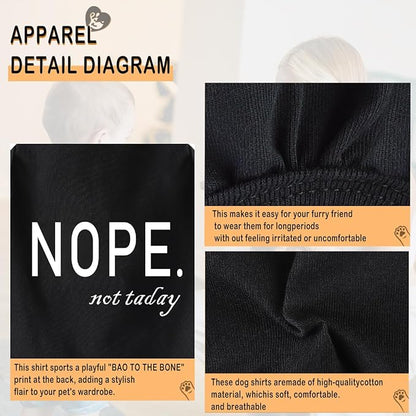 Discover Cozy Cotton Canine Wear: Soft, Lightweight, and Breathable Dog Shirt Vest with Eye-Catching Graphics(Nope not Today), Keeping Your Furry Friend Warm and Comfy! Black M