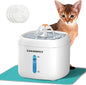 Cat Water Fountain 2.2L with 3 Filters and 1 Mat, Dual Flow Modes Dog Water Fountain with Ultra Silent and Auto Stopping for Small Kitty Cats and Dogs - White