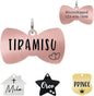 Ultra Joys Cat ID Tag Personalized Pet Tags, Durable Stainless Steel Small Pet Mini Dog Cat Tag Lightweight - Bowtie Tag in Rose Gold