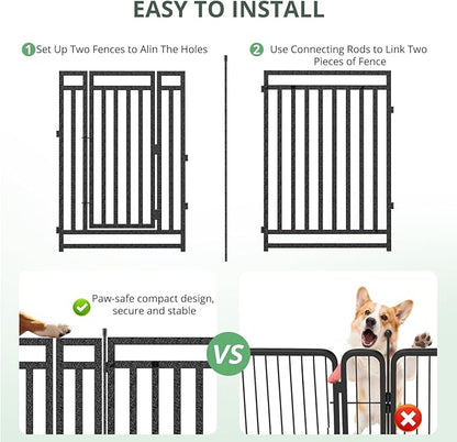 Dog Playpen Metal Dog Fence Outdoor for Yard 32" Height 32 Panels Portable Dog Pen Pet Kennel for RV Camping(Black-Silver)