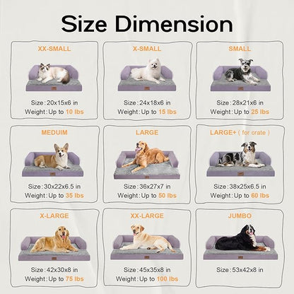 Small Dog Bed Waterproof Orthopedic Dog Beds for Medium Sized Dogs Comfy Pet Cat Bed with Sides, Washable Removable Cover