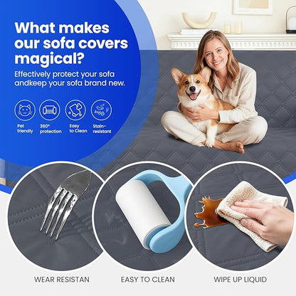 Waterproof Dog Blanket, Non-Slip Soft Pet Bed Cover, Couch Cover for Dogs Washable, Protects Sofa, Furniture, Crate, Car, Tear Resistant Leakproof Pet Blanket (40x50 Inch, Dark Grey)