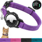 Luminous AirTag Cat Collar Breakaway, OUCWLTAG GPS Cat Collar with Apple Air Tag Holder, Cat Tracker Collars with Safety Elastic Band for Girl Boy Cats, Kittens and Puppies (Purple, 9-13 Inch)
