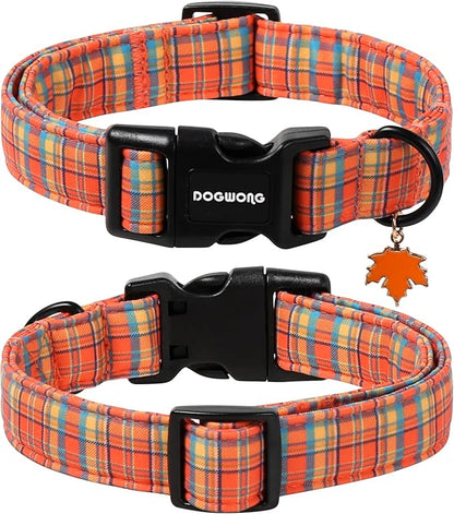 DOGWONG Fall Maple Dog Collar- Cute Classic Fall Autumn Flower Dog Collars Adjustable Fall Dog Collar for Small Medium Large Dogs L