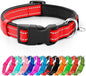 azuza Reflective Dog Collar,Soft Neoprene Padded Pet Collar with ID Tag Ring,Adjustable for Medium Dogs,Red,M