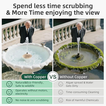 Copper Disk for birdbath, Chicken,Dogs & Cats Water Feeder, 99.9% Pure Copper Disk, Physical Safe Clean Water, Universal Fit for Outdoor Birdbaths, Pets Water Bowls,Year-Round Use (1 Pcs)