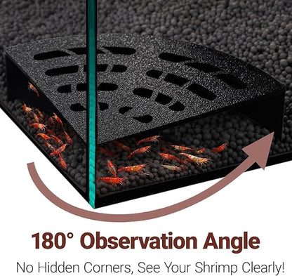 Shrimp Cave 2-Pack – Space-Saving Fan-Shaped Aquarium Cave Decor with 180° Wide-View Design, Compact Fish Tank Accessories for Cherry/Dwarf Shrimp (Black)