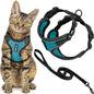 Voyager Escape-Proof Step-in Lock Cat Harness & 5ft Neoprene-Handle Leash Set All-Weather Mesh with Reflective Stitching for Small to Large Cats by Best Pet Supplies, Black Trim-Turquoise (327), XXXS