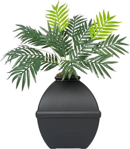 Good Pet Stuff Hidden Litter Box Planter, Decorative Cat Litter Enclosure with Carbon Filter, Artificial Plant, Easy Clean, Indoor Design, Courtyard Square Style, Essentials Kit, Black Suede