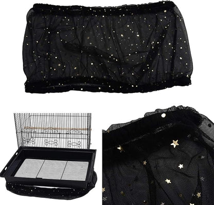 QBLEEV Extra Large 29.5" Mesh Bird Seed Catcher, Bird Cage Guard Cover with No Mess, Birdcage Nylon Shell Skirt Traps Guards to Protect Floors, Stretchy Cage Covers with Secure Fit