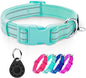 azuza Reflective Dog Collar with Airtag Holder, Soft Neoprene Padded Pet Collar with ID Tag Ring, Adjustable for Puppy and Small Dogs,Teal,XS