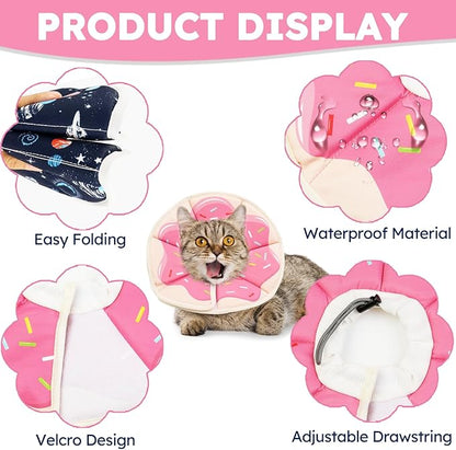 Cat Cone Collar Soft, Waterproof Cat Recovery Collar After Surgery, Adjustable Pet Donut Collar, Safety Elizabethan Collar to Prevent Licking Wounds for Kittens, Pet Cone Alternative