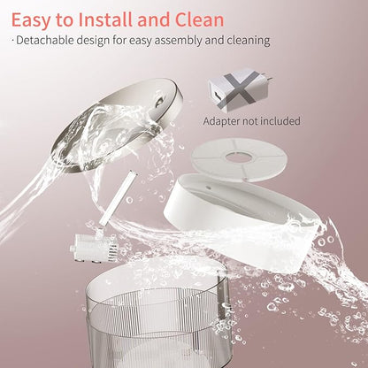 beQ Cat Water Fountain, 84oz/2.5L Stainless Steel Automatic Pet Fountain Dog Water Dispenser with 4pcs Replacement Filters for Cats, Dogs, Multiple Pets Drinking Bowl, Indoor Ultra-Quiet Smart Pump