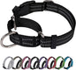 Martingale Dog Collar, Adjustable Nylon Reflective Collar with Buckle No Pull Dog Collar for Small Medium Large Dogs (Black L)
