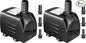 GROWNEER 550GPH Submersible Pump 30W Fountain Water Pump, 2000L/H, with 7.2ft High Lift, 3 Nozzles for Aquarium, Fish Tank, Pond, Hydroponics, Statuary (Pack of 2)