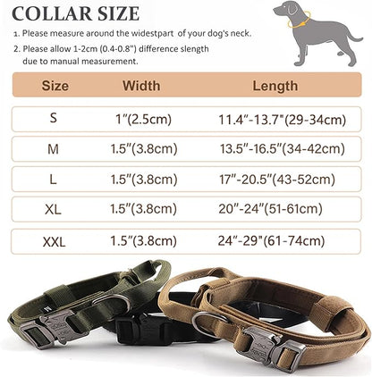 Tactical Dog Collar, Adjustable Military Training Nylon Dog Collar with Control Handle and Heavy Quick-Release Metal Buckle for Small Medium Large Dogs, Yellow XXL