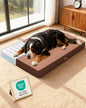 OhGeni Orthopedic Waterproof Dog Bed for Extra Large Dogs, Machine-Washable Removable Cover in Easy-Clean Fabric, High Density Foam & Easy-Carry Handle, Suitable for Crate, 47 inch (Brown)