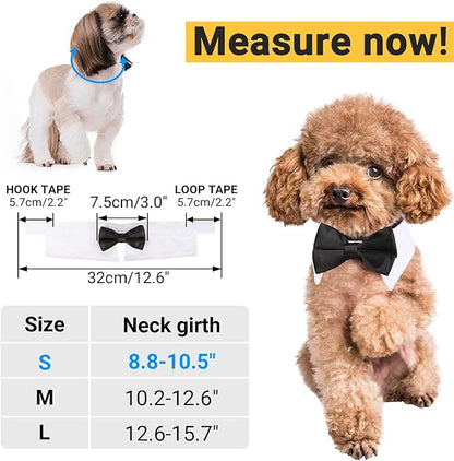 Segarty Bow Tie Cat Collar for Neck Girth 8.8-10.5 in, Tux Puppies Dog Bowtie with Handcrafted Adjustable White Collar Formal Pet Cats Necktie for Cats Small Dog Wedding Party