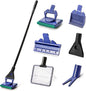 TOPZEA Aquarium Cleaning Tool Kit, 5 in 1 Fish Tank Cleaner Tools Set Including Algae Scraper, Fish Net, Cleaning Sponge, Plant Fork, Gravel Rake, with 19 Inch Long Handle