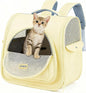 Cat Carrier Backpack,Large Space Animal Carrier Backpacks for Small Dogs Kitten and Medium Cats, Comfort & Safety,Design Reduces Pressure for Travel Outdoor and Vet Visits (Yellow)