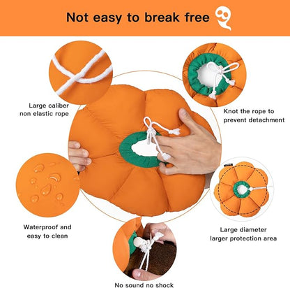 Cat Cone Collar,Cute Waterproof Recovery Collar,Anti-Bite Lick Wound Healing Safety Elizabethan e Collar for Cats,Orange Pumpkin Cat Halloween Costume