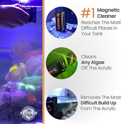 FL!PPER Magnetic Aquarium Cleaner - Acrylic Replacement Blades for Acrylic tanks Standard up to 1/2" - 3 Pack