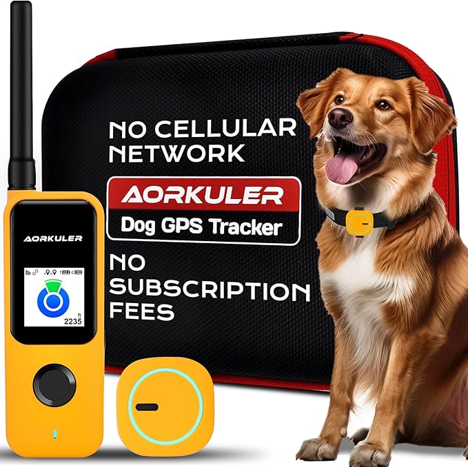 Aorkuler Outdoor GPS Dog Tracker for Remote & Rural Areas – No Phone or Signal Needed,Real-Time Tracking for Daily Walks,Hiking, Camping, Farms, and Large Open Spaces,No Monthly Fees(Tracker 2)