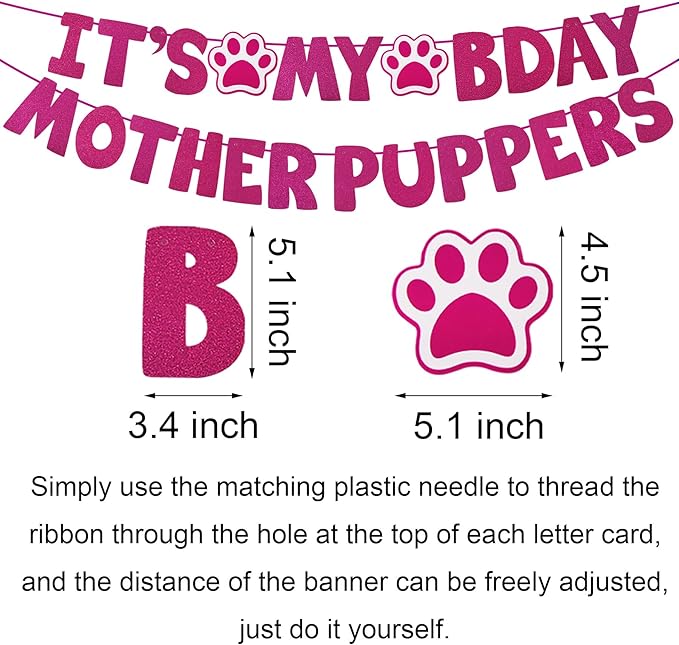 Dog Birthday Decorations, Multi Sizes Dog Birthday Bandana Girl Dog Birthday Hat Crown Bow Tie Birthday Numbers It’s My Bday Mother Puppers Sign Banner for Large Extra Large Dogs (Pink, X-Large)