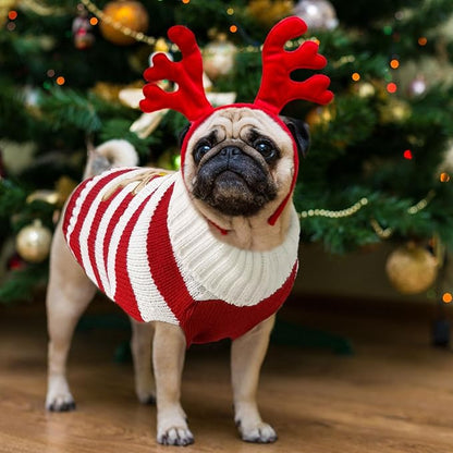 Dog Christmas Sweater Xmas Pet Clothes Cute Striped Gingerbread Man Costume Holiday Puppy Cat Jumpers Outfits New Year Gifts for Small Medium Large Dogs(Red Gingerbread Man,XL)