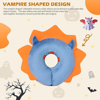 IEUUMLER Inflatable Recovery Dog Collar, Protective Donut Cone, Adjustable Soft Collar for Dog and Cat After Surgery Prevent from Biting & Scratching EU002 - Blue Demon M