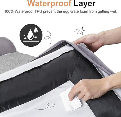 Medium Large Dog Bed Orthopedic Washable: Beds Bolster Medium Large Sized Dog Bed Egg Crate Foam Couch Sofa Waterproof with Removable Cover - Purple